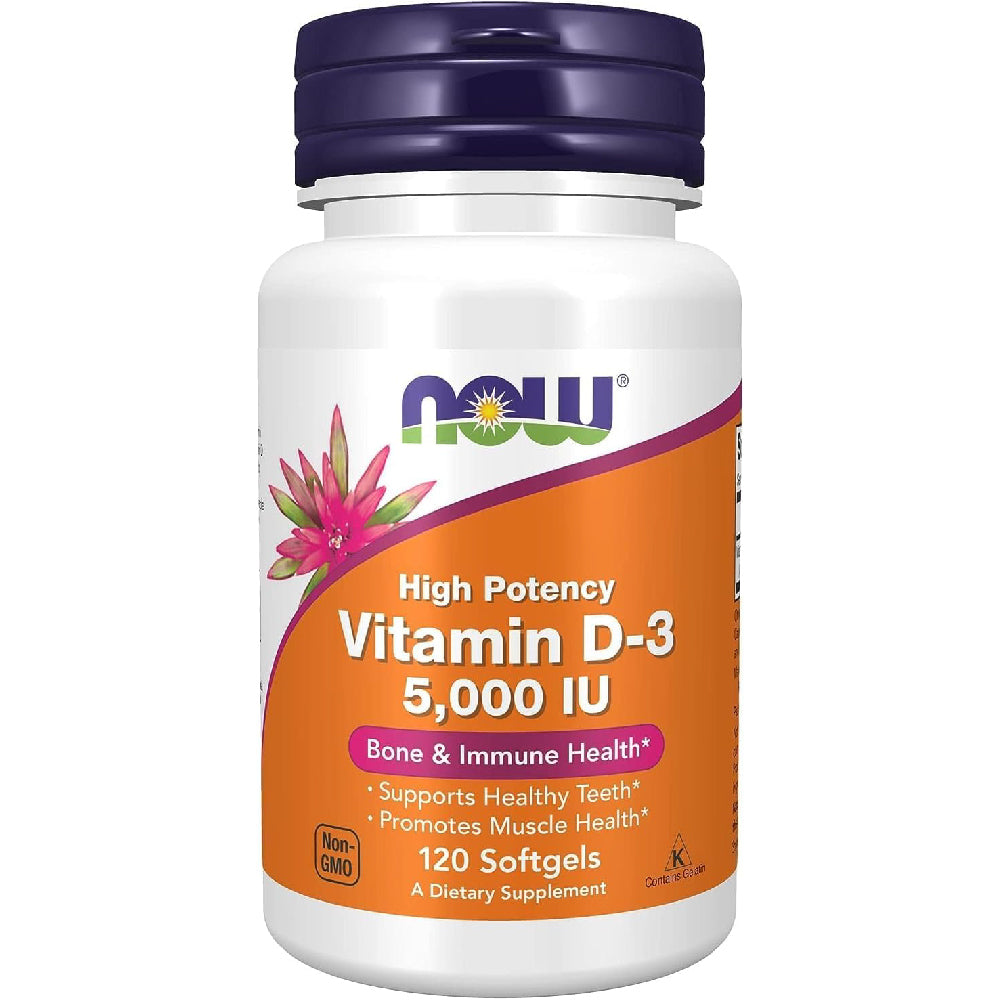 Vitamins D-3 NOW Supplements 5,000 IU, 120 Chewable Tablets