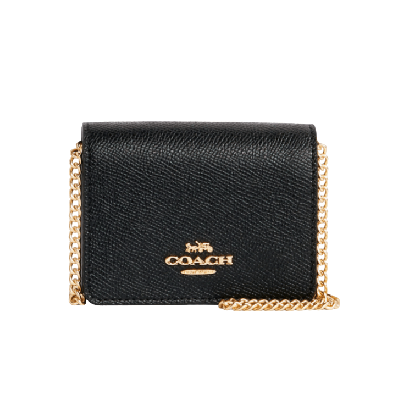 Coach Outlet Mini Wallet On A Chain, gold/black