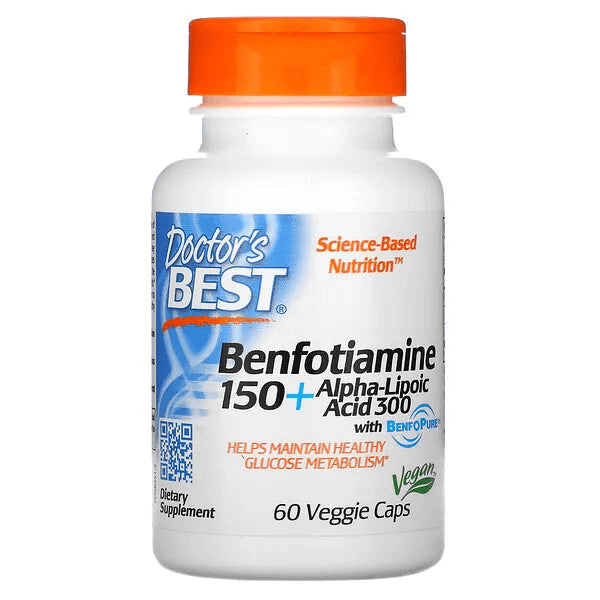 Benfotiamine 150 + Alpha Lipoic Acid 300, Doctor's Best, 60 Vegetable Capsules