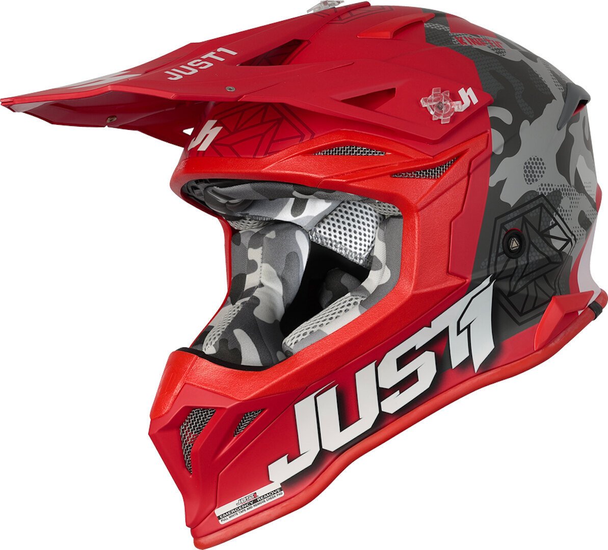 Just1 J39 Kinetic Motocross Helmet, Red-Black