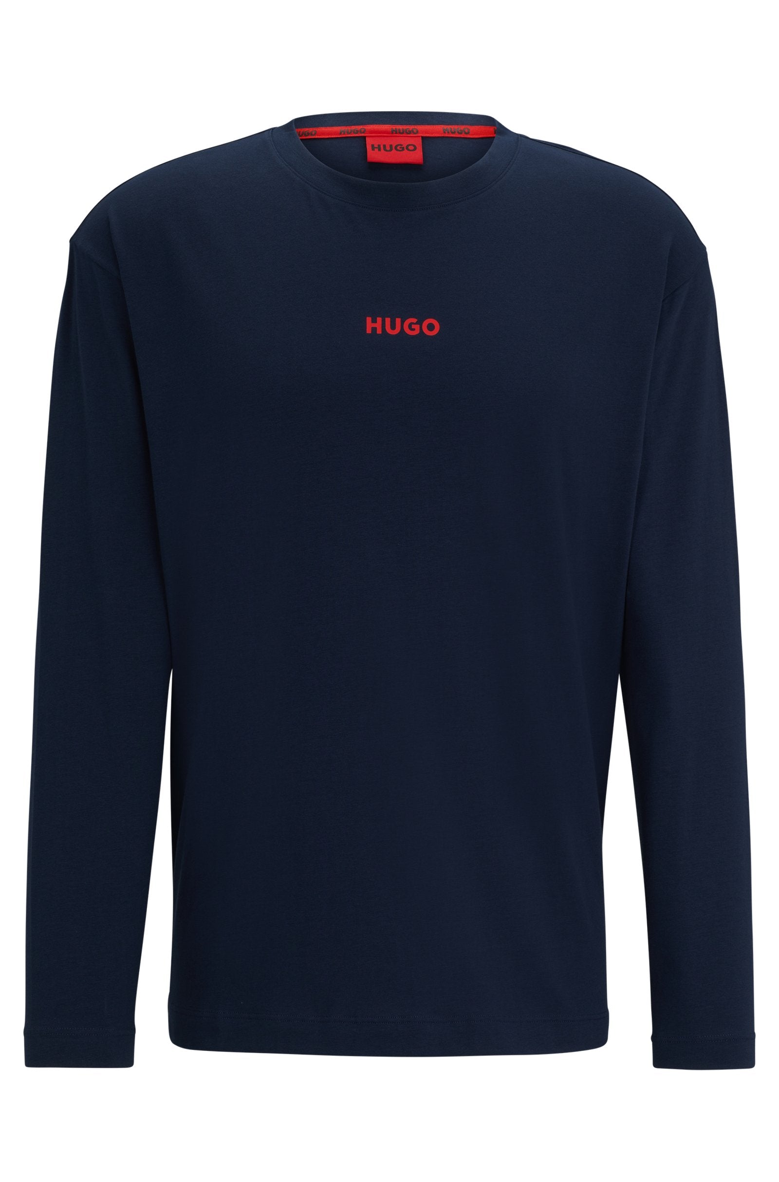 Hugo Relaxed-fit In Stretch Cotton With Logo Pajama T-shirt, navy