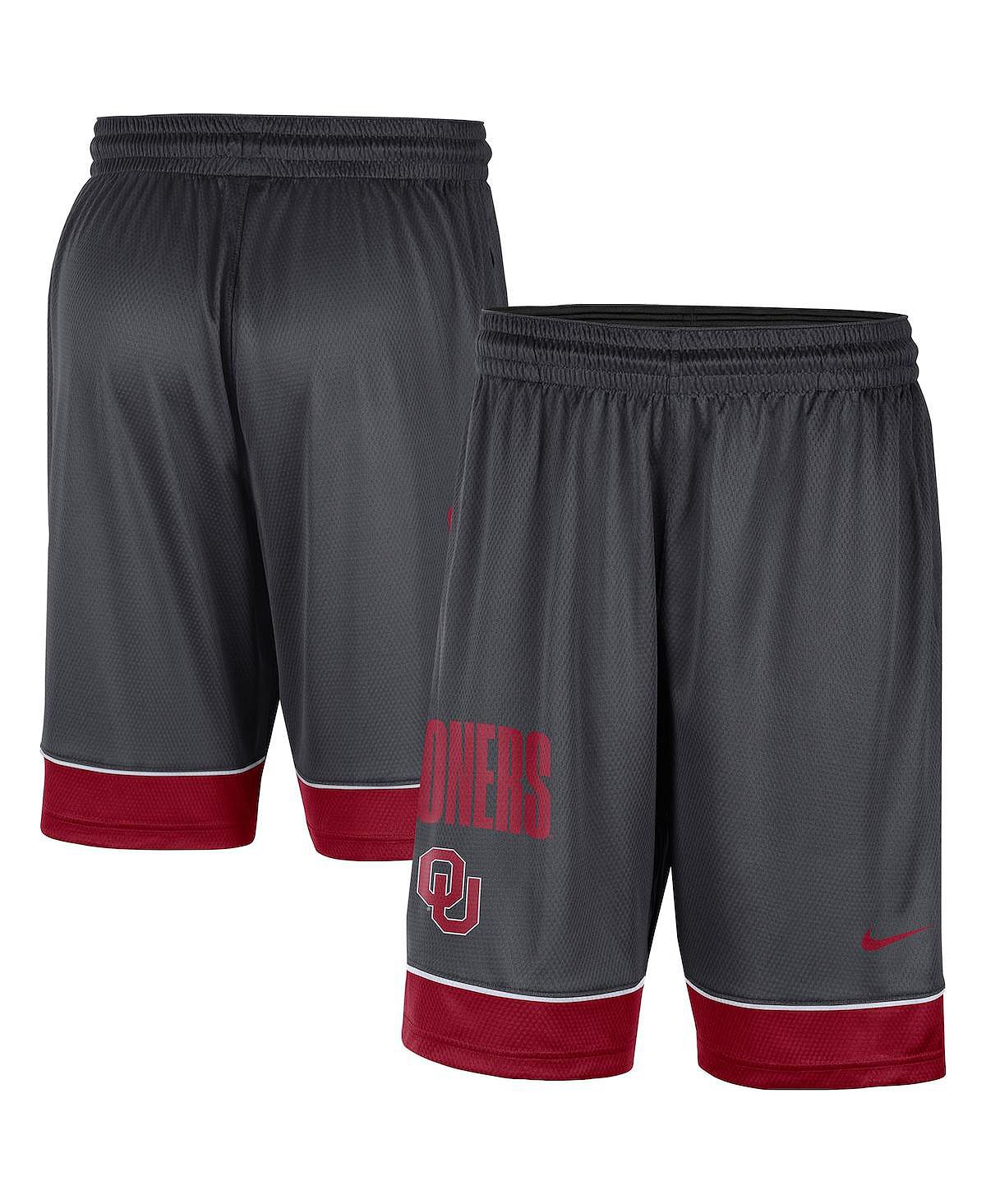 Nike Men's Charcoal Crimson Shorts Oklahoma Sooners Fast Break Performance Multi