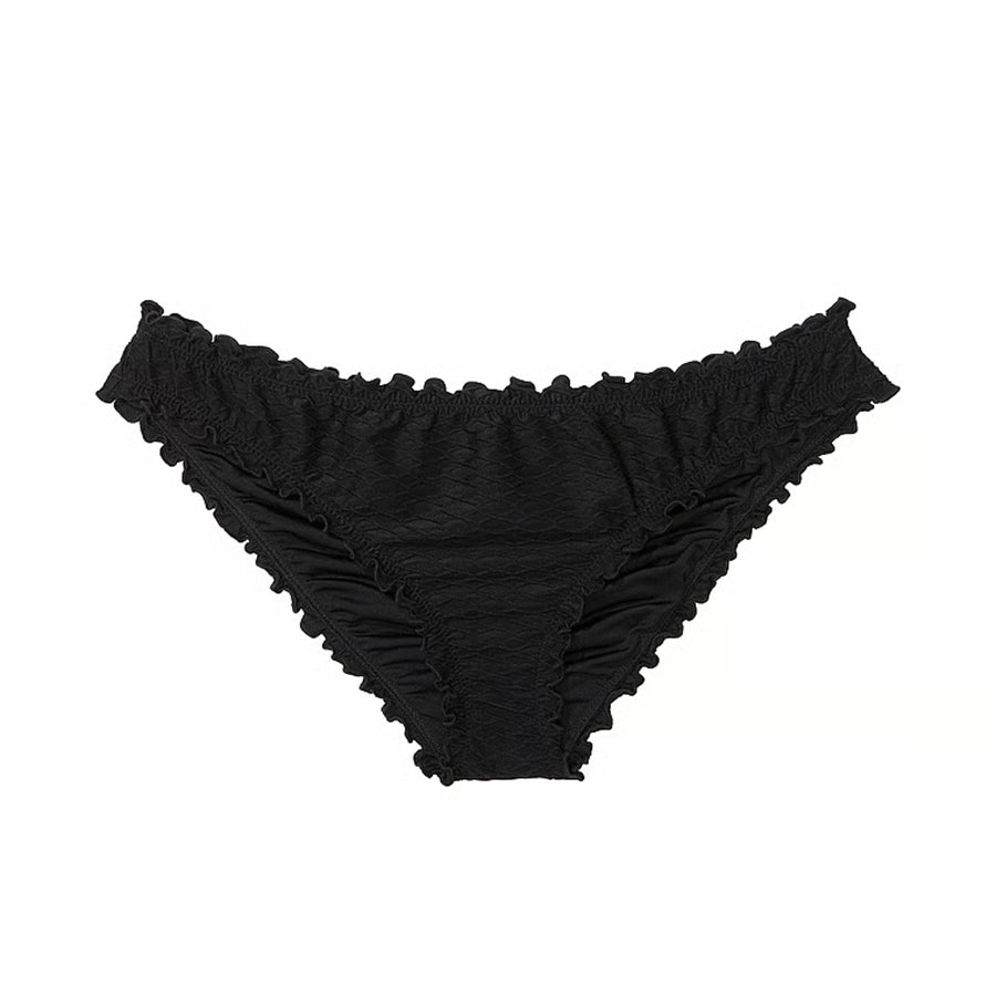 Victoria's Secret Swim Mix & Match Ruffle Cheeky Fishnet Bikini Bottoms, Black