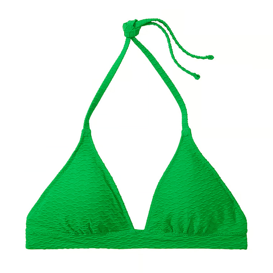 Victoria's Secret Swim Mix & Match Removable Push-Up Halter Fishnet Bikini Top, Green