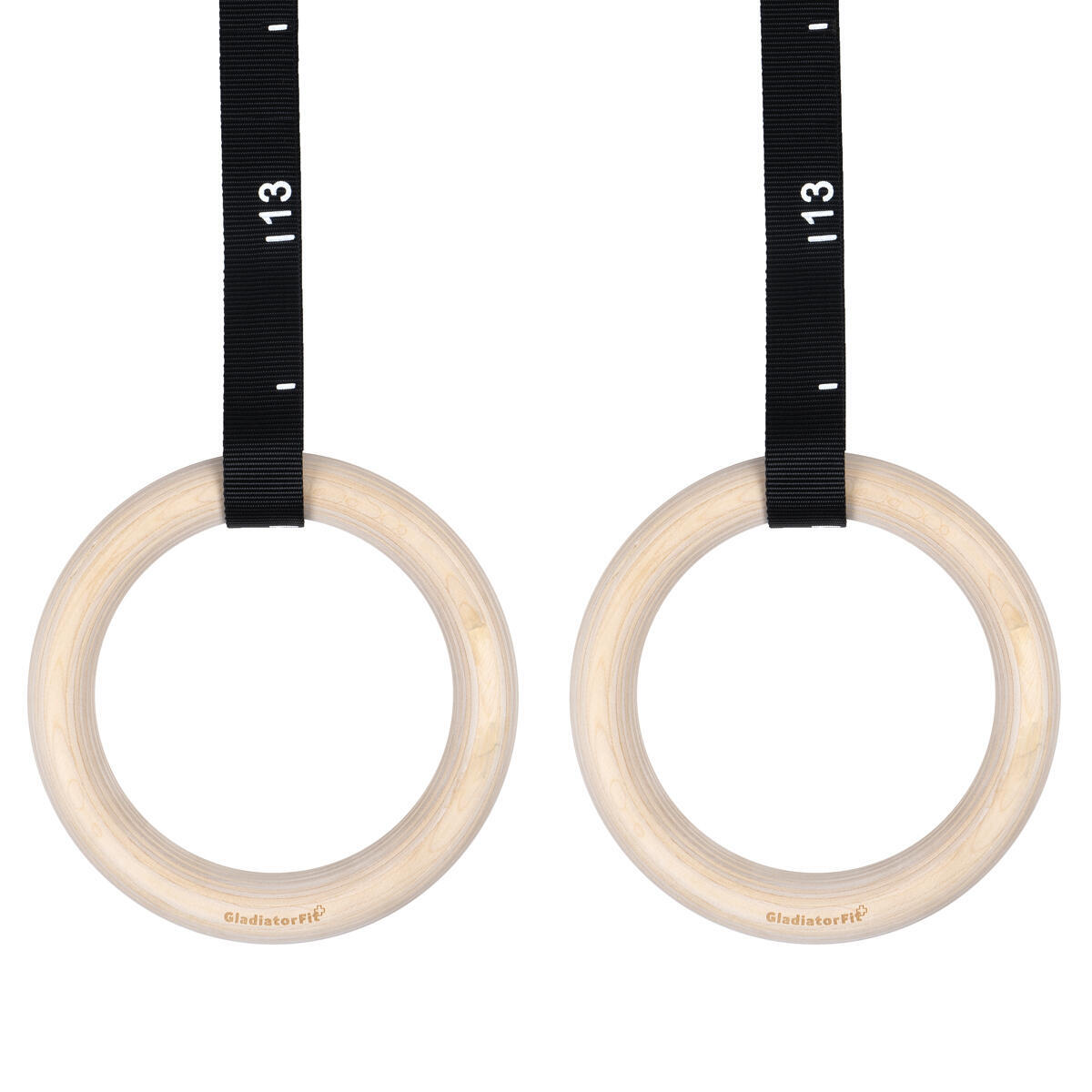 Gymnastic rings - Crosstraining made of wood Ø 32mm + adjustable straps GLADIATORFIT beige