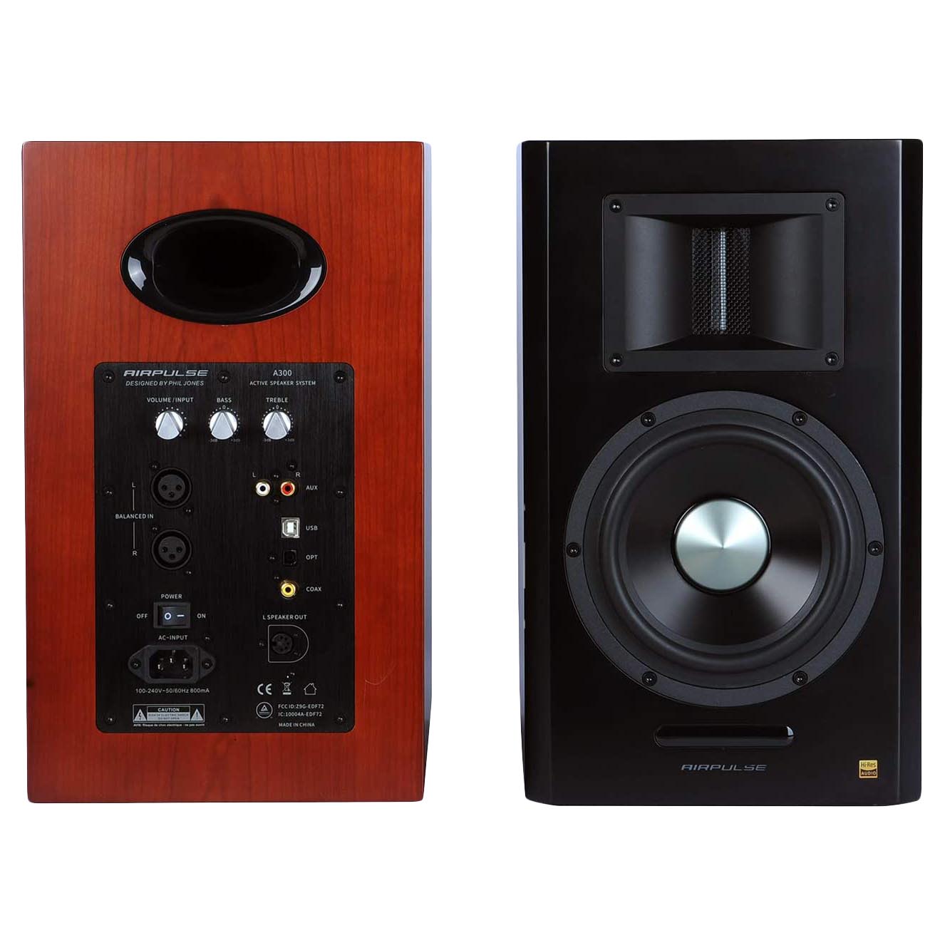 Bookshelf speakers Airpulse A300, 2 pcs., cherry red