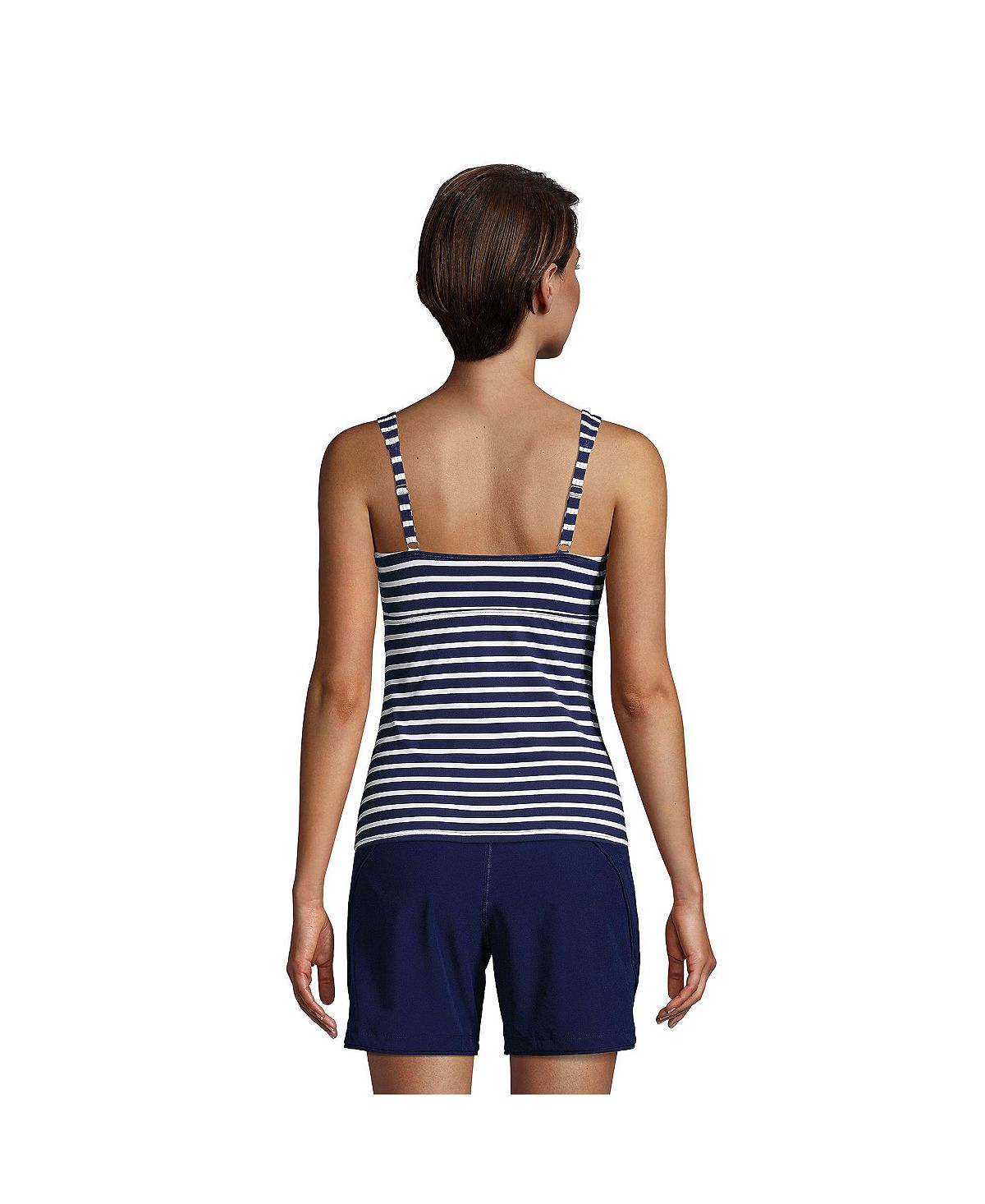 Lands' End Women's Long V Neck Underwire Tankini Swimsuit With Adjustable Straps