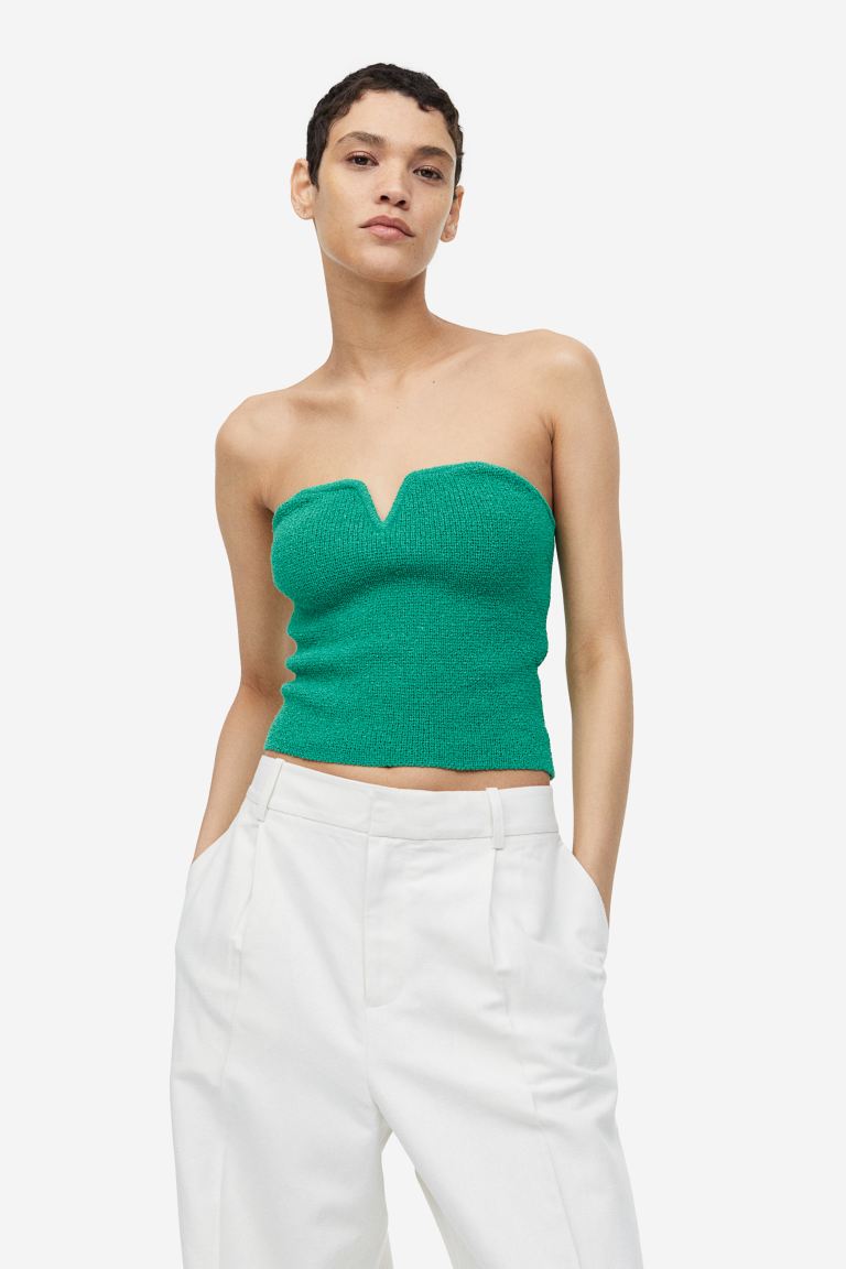 H&M Textured Knit Tube Top, Green