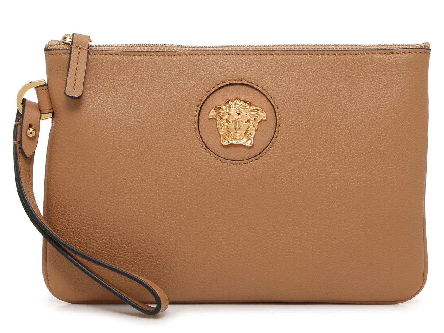 Versace leather zip bag, cognac