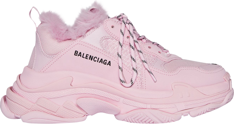 حذاء رياضي Balenciaga Wmns Triple S من الفرو الصناعي - وردي