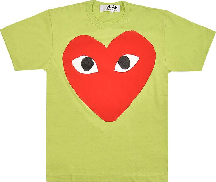 Comme des Garçons PLAY Pastelle Red Logo T-Shirt 'Green', green