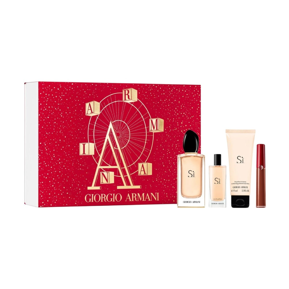 Giorgio Armani Si Gift set Eau de Parfum 100 ml and 15 ml + body lotion 75 ml + lip maestro 6,5 ml