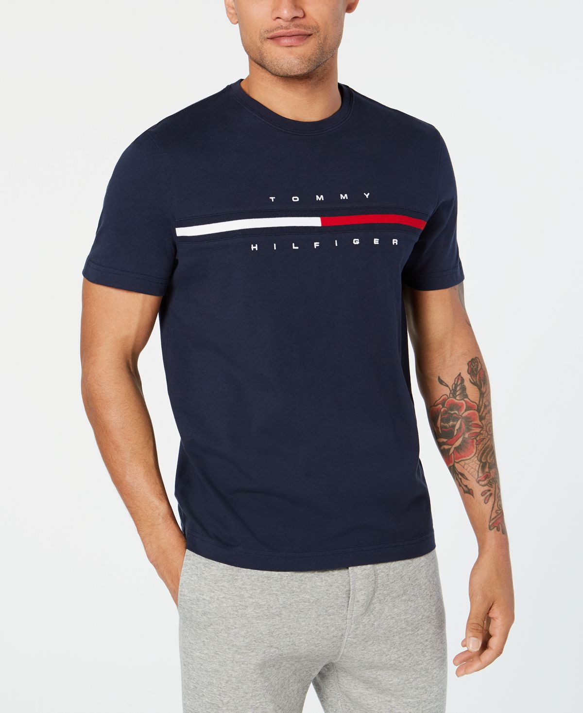 Tommy Hilfiger Men's Short Sleeve Big & Tall Tino Logo T-Shirt Multi