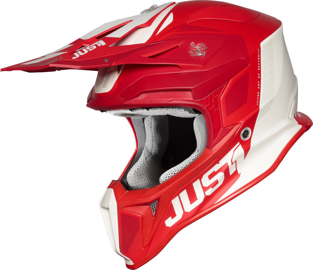 Just1 J18 Pulsar motocross helmet, red and white