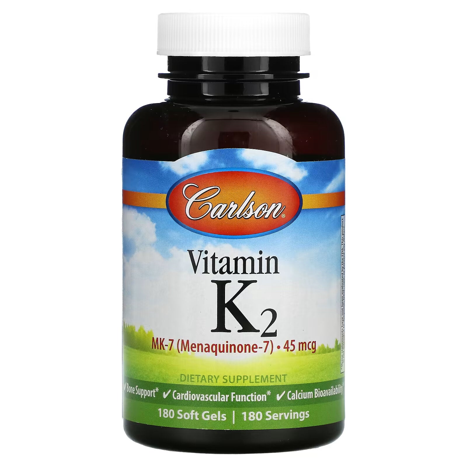 Carlson, Vitamin K2 MK-7 (Menaquinone-7), 45 mcg, 180 Softgels