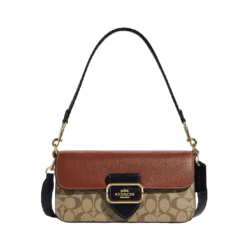 Coach Morgan Shoulder Bag In Colorblock Signature Canvas, Green Brown