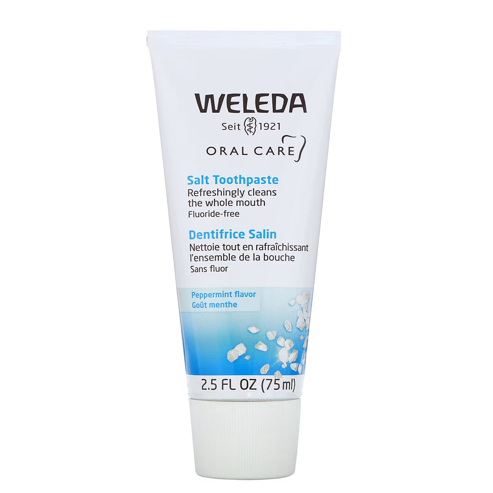 Weleda, Oral Care, Salt Toothpaste, Fluoride Free, Peppermint Flavor, 75 ml (2 5 fl. ounces)