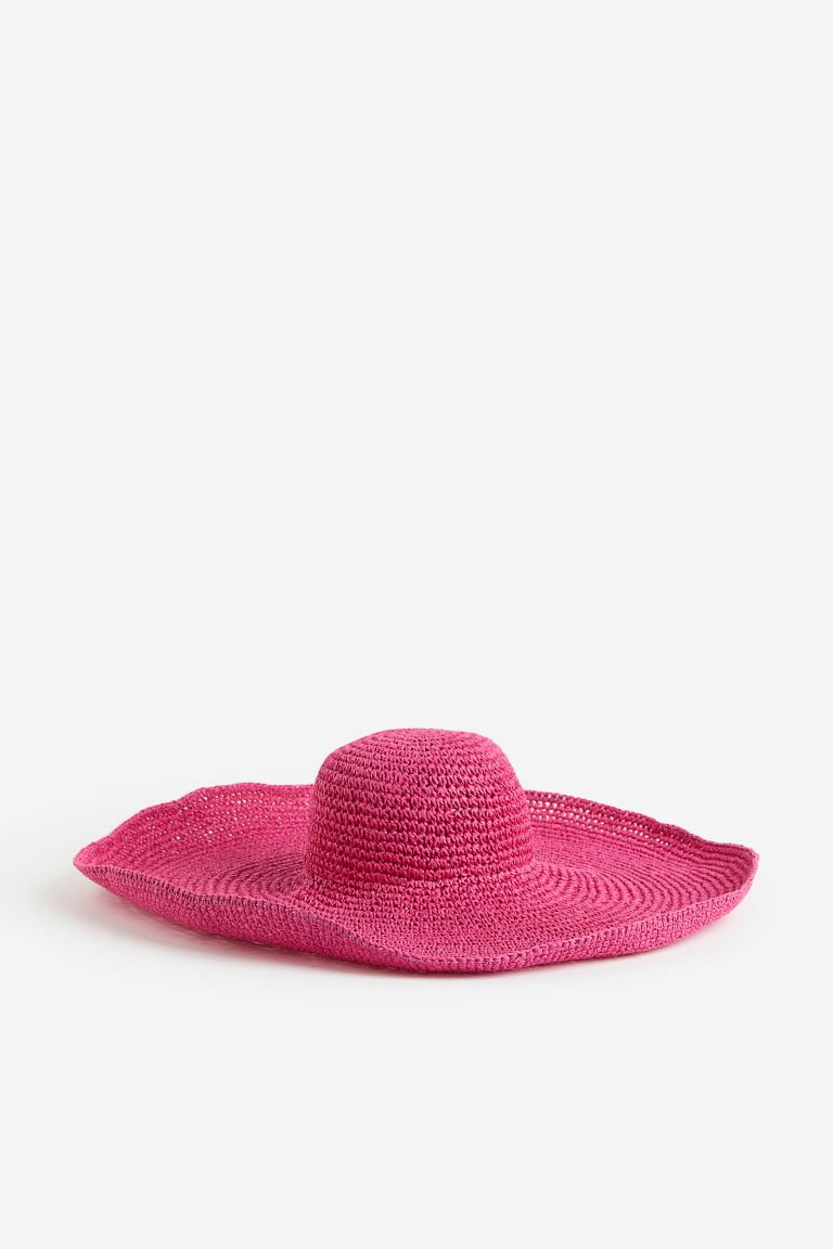 Wide brim straw hat H&M, cherry