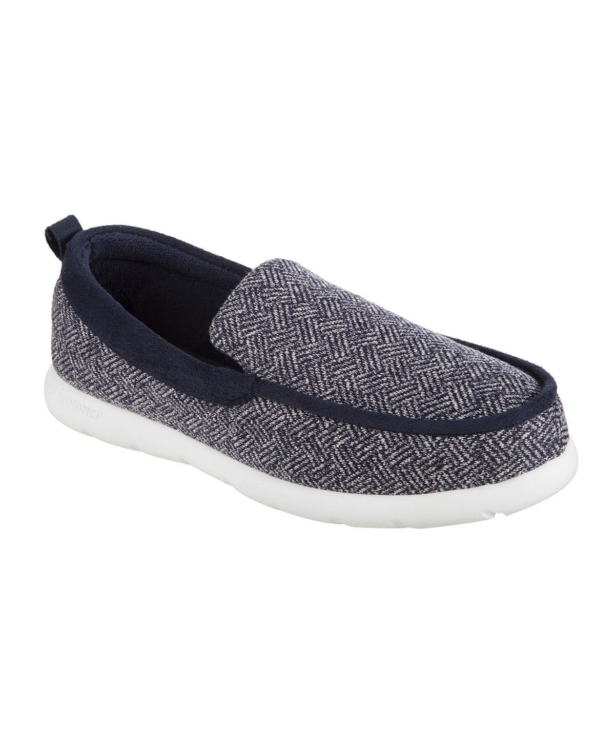 Branded men's knitted slip-on slippers zenz hatch for indoor and outdoor Isotoner dark blue