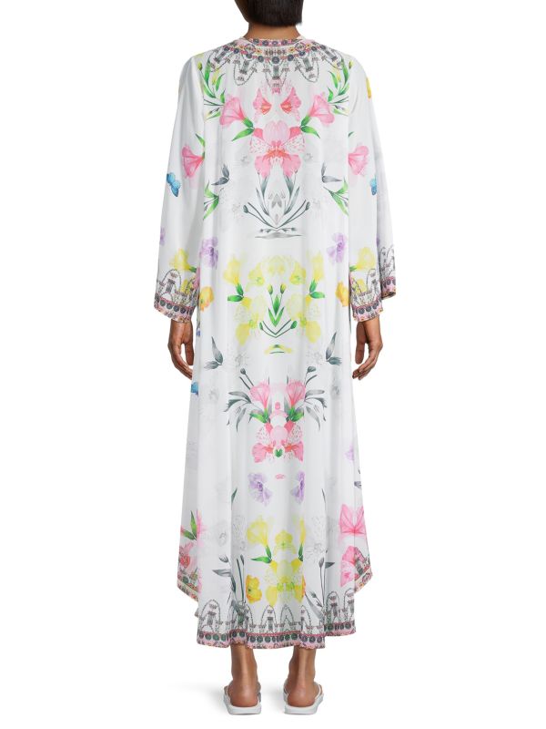 Ranee's White Open Front Floral Cape