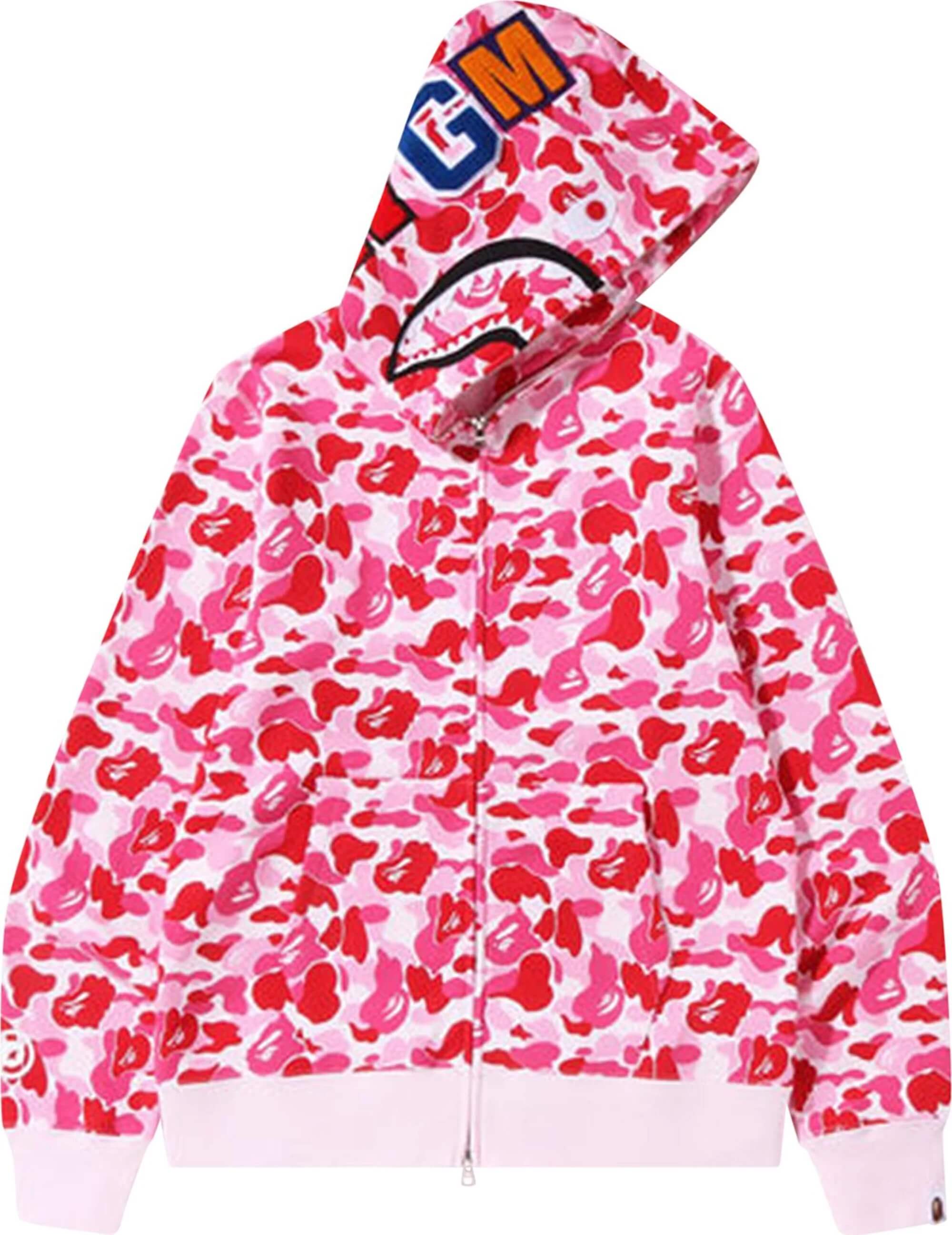 Bape ABC Camo Shark Full Zip Sweatshirt, pink