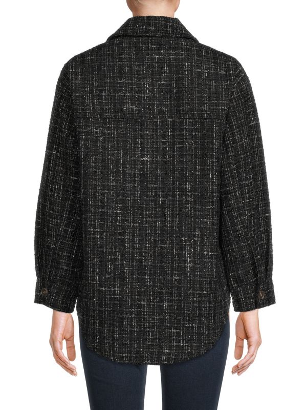 Lea & Viola Tweed Jacket with Metallic Trim, Black