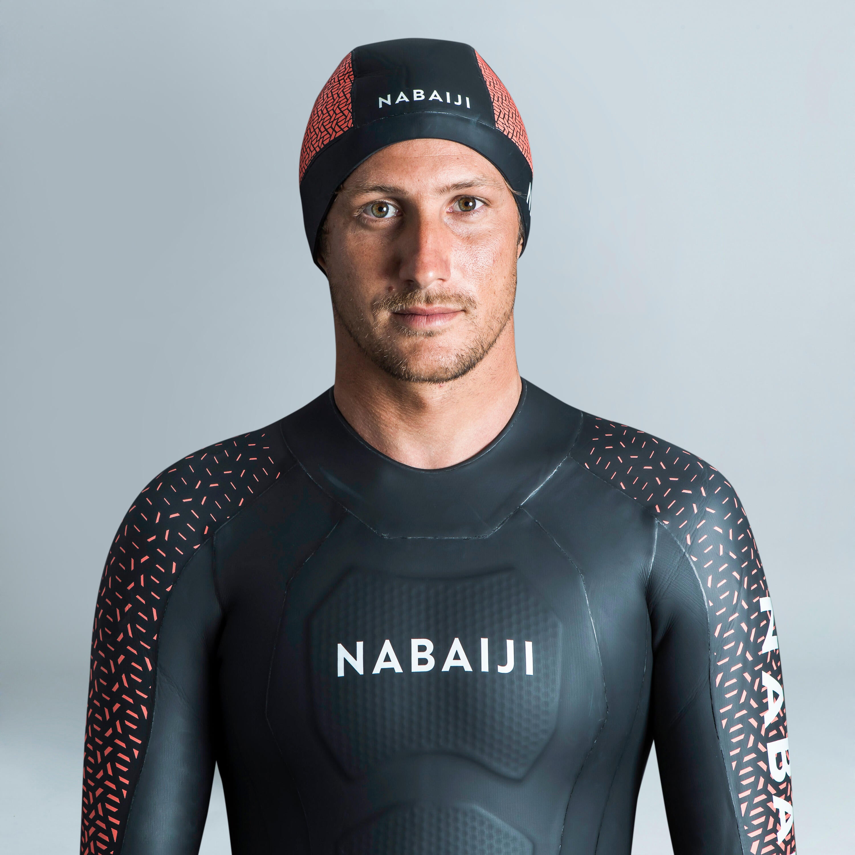 Neoprene swimming cap, black and red OWS Nabaiji