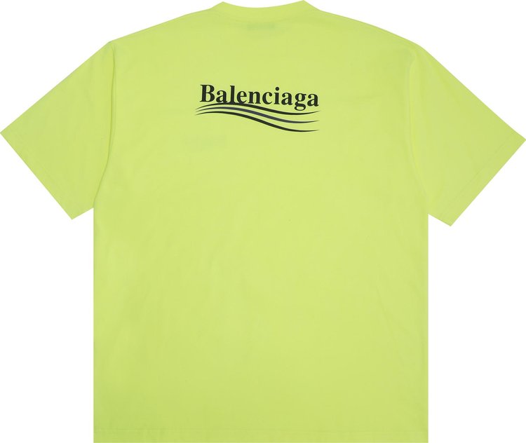 تي شيرت Balenciaga كبير الحجم بشعار "Fluo Yellow/Black"، أصفر