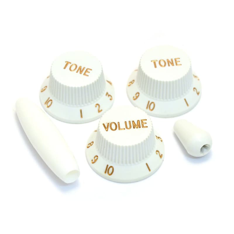 White Fender Strat Knob Set - Plastic - Stratocaster Allparts