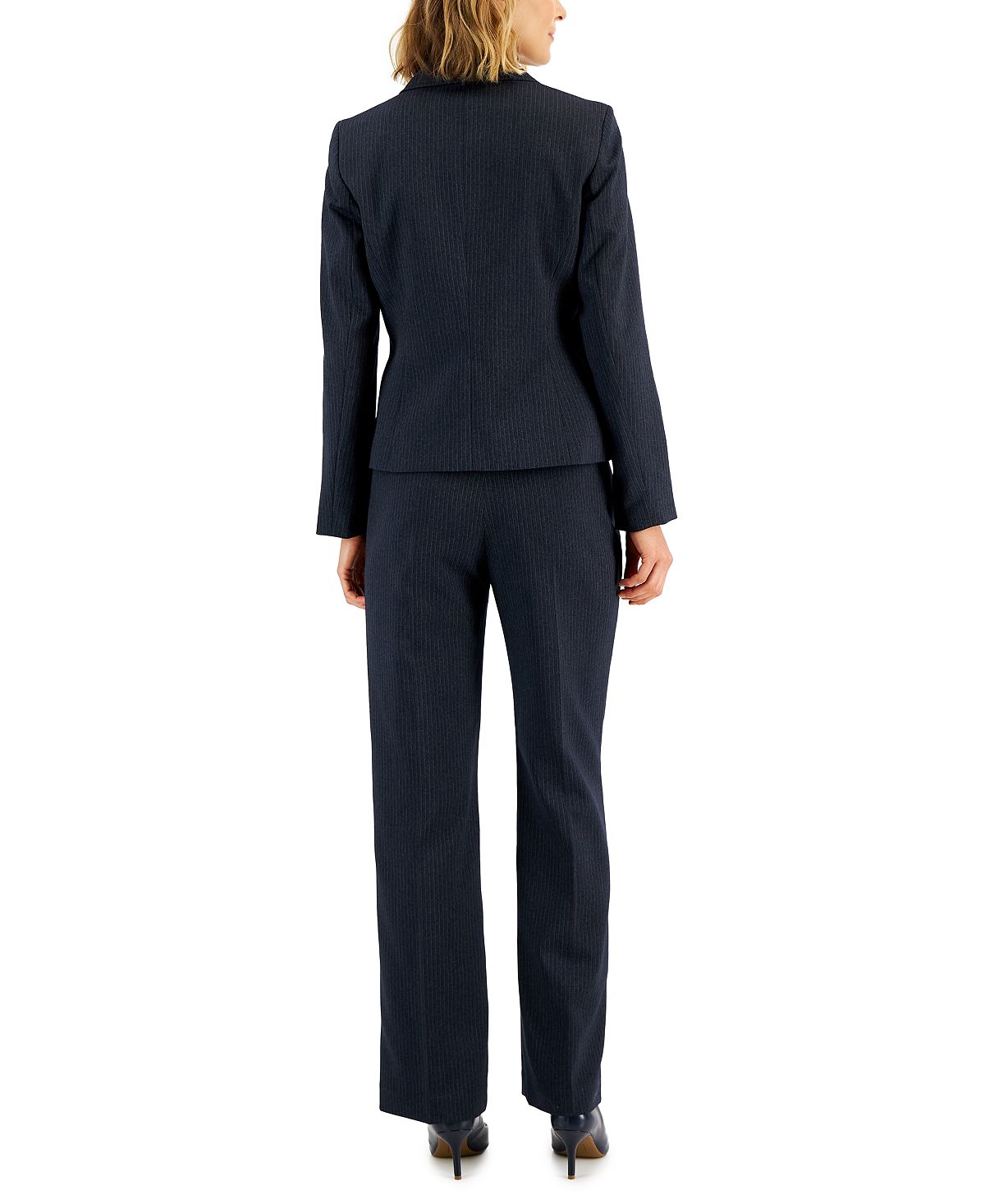 Women's Pinstripe Two Button Pantsuit standard and miniature Le Suit, blue