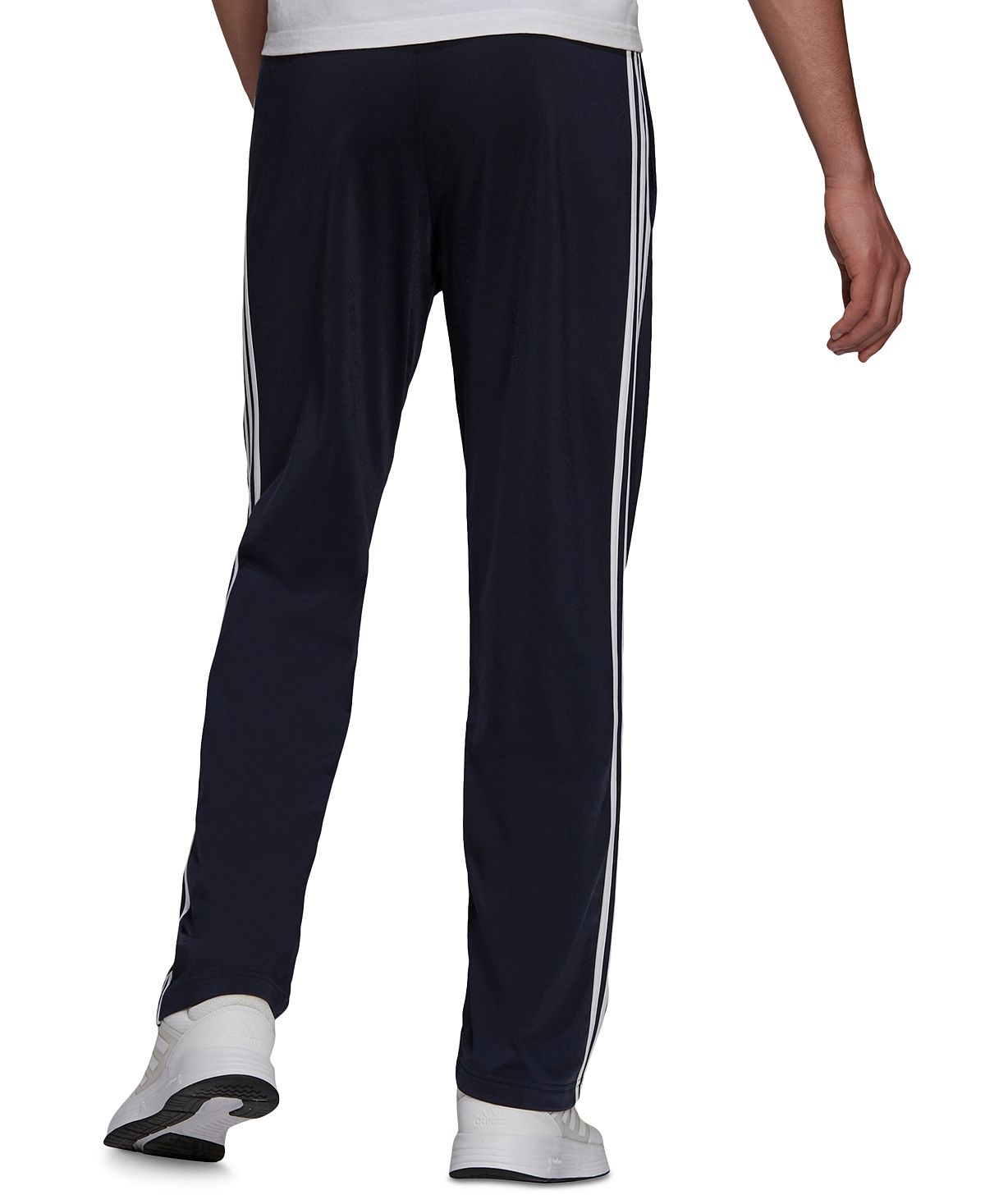 بنطلون رياضي Adidas Primegreen Essentials Warm-up Open Hem 3 Stripes، أسود/أبيض