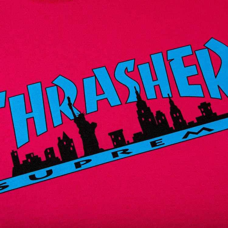 تي شيرت Supreme x Thrasher Skyline باللون الوردي، وردي