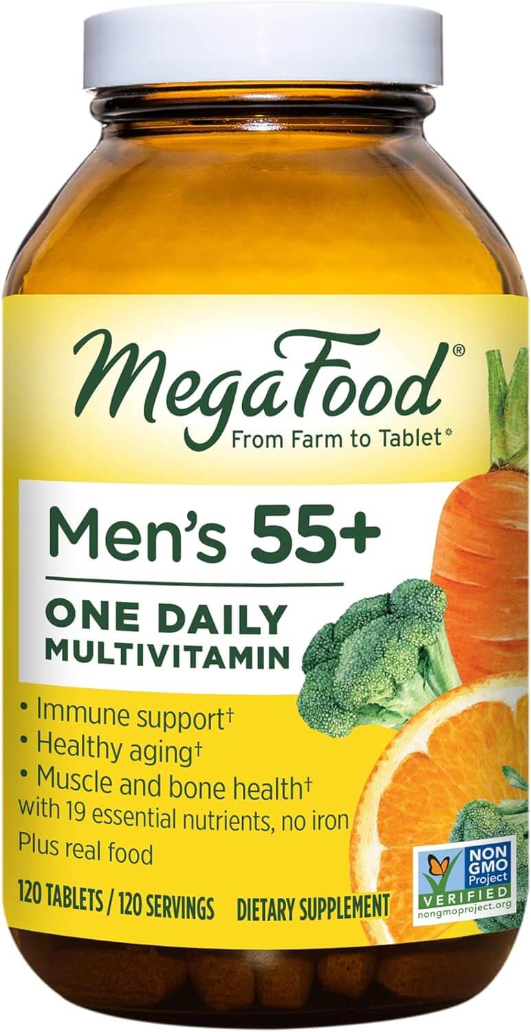 Multivitamin for Men 55+ MegaFood One Daily Optimal Aging & Immune Support Supplement Vegetarian, 120 Tablets