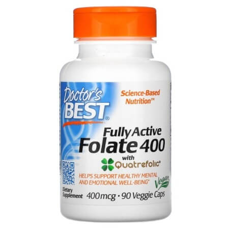 Fully Active Folate 400 with Quatrefolic 400 mcg, 90 Vegetarian Capsules