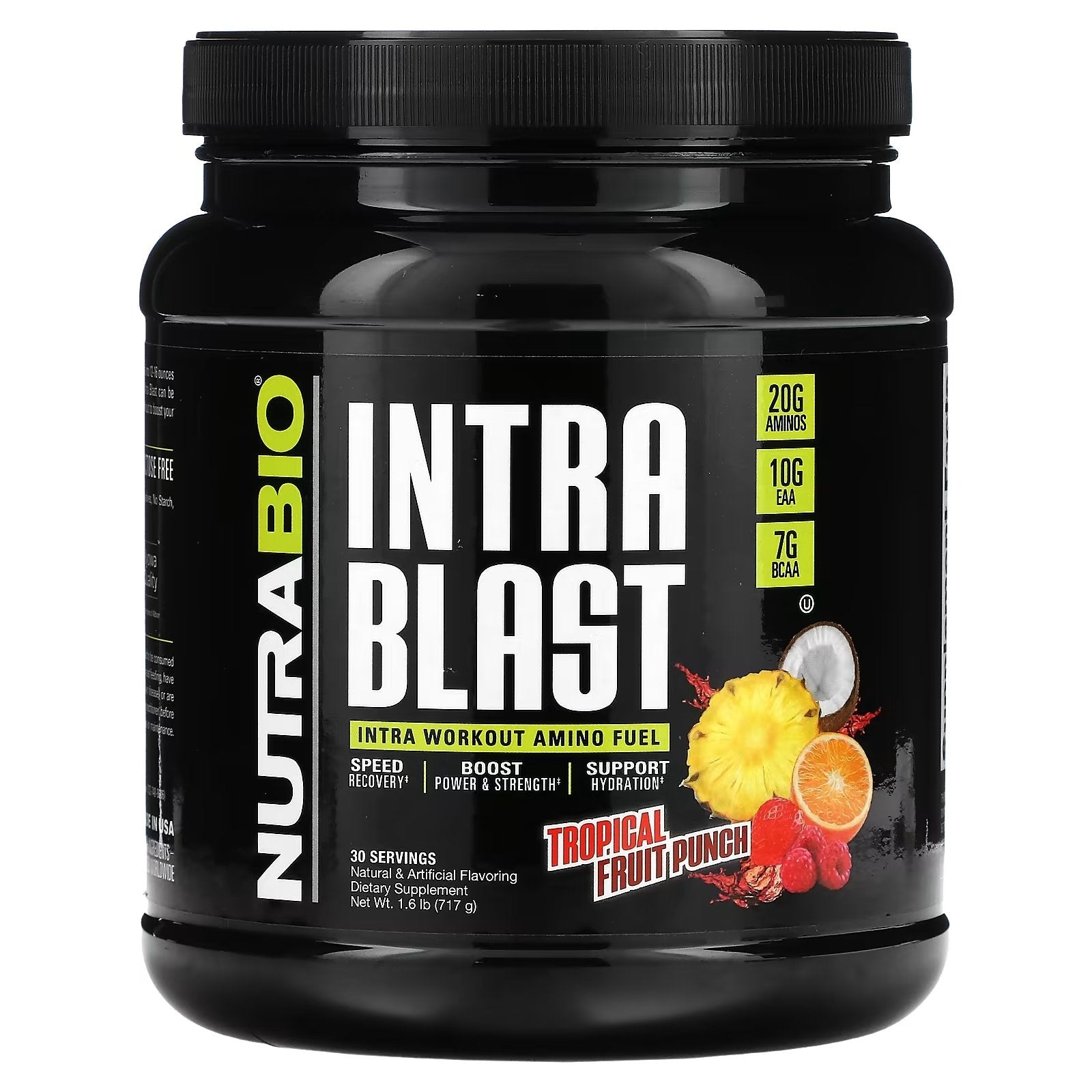 مكمل غذائي - تعزيز الأحماض الأمينية أثناء التمرين - Nutra Bio Labs Intra Blast - مشروب فواكه استوائية، 717 جم