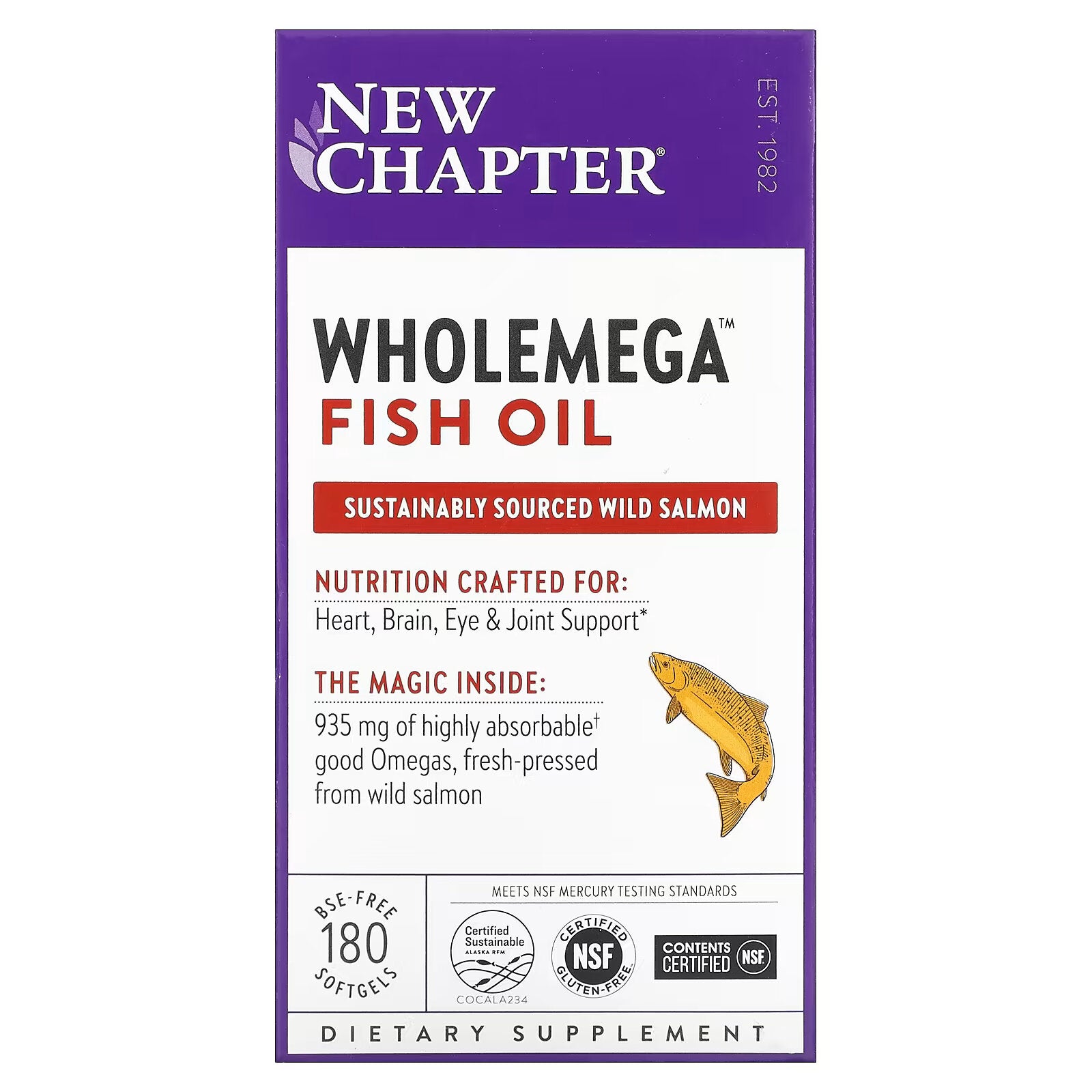 New Chapter, Wholemega Fish Oil, 180 Tablets