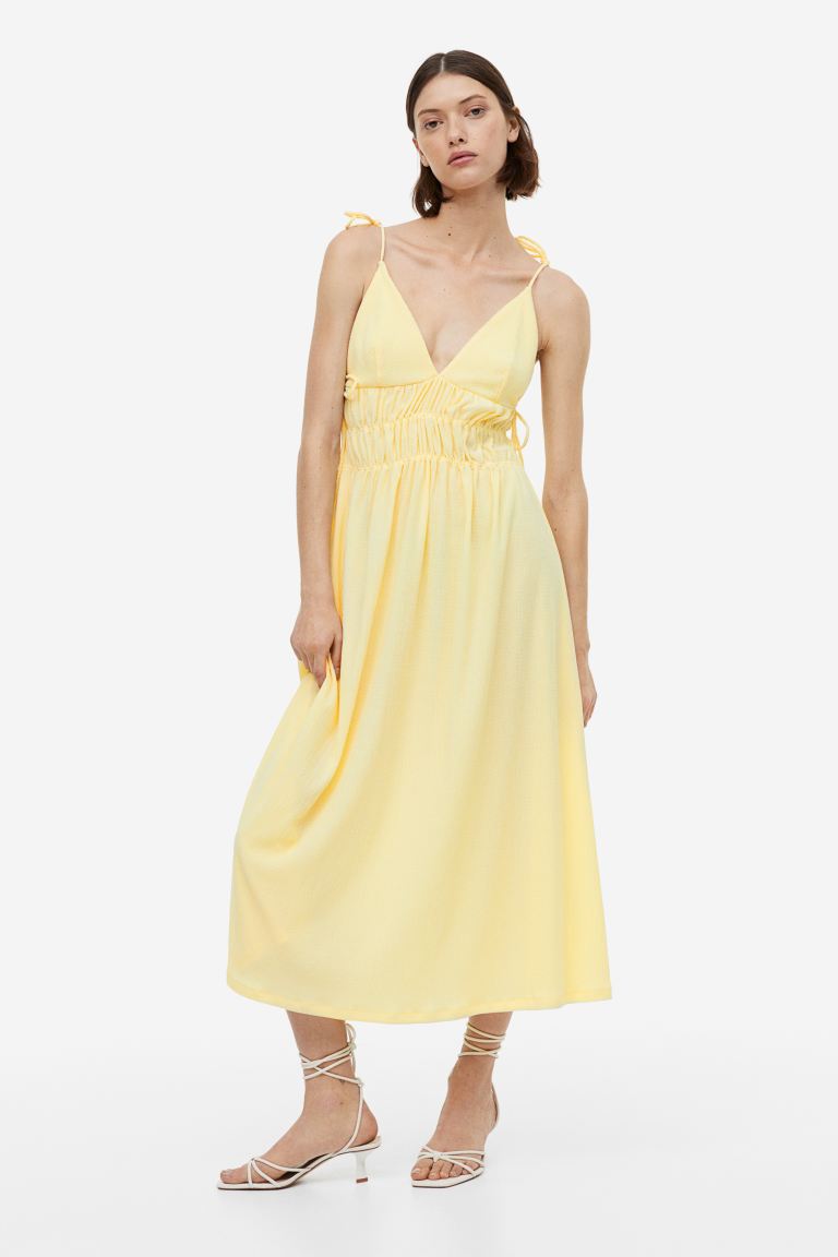 Dress with ties H&M, light yellow