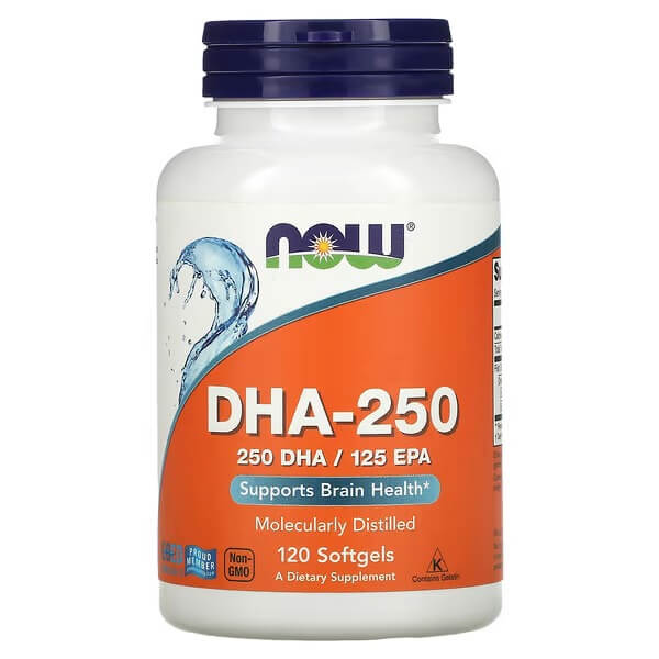 Now Foods Fish Oil & Omega DHA-250, 120 Capsules