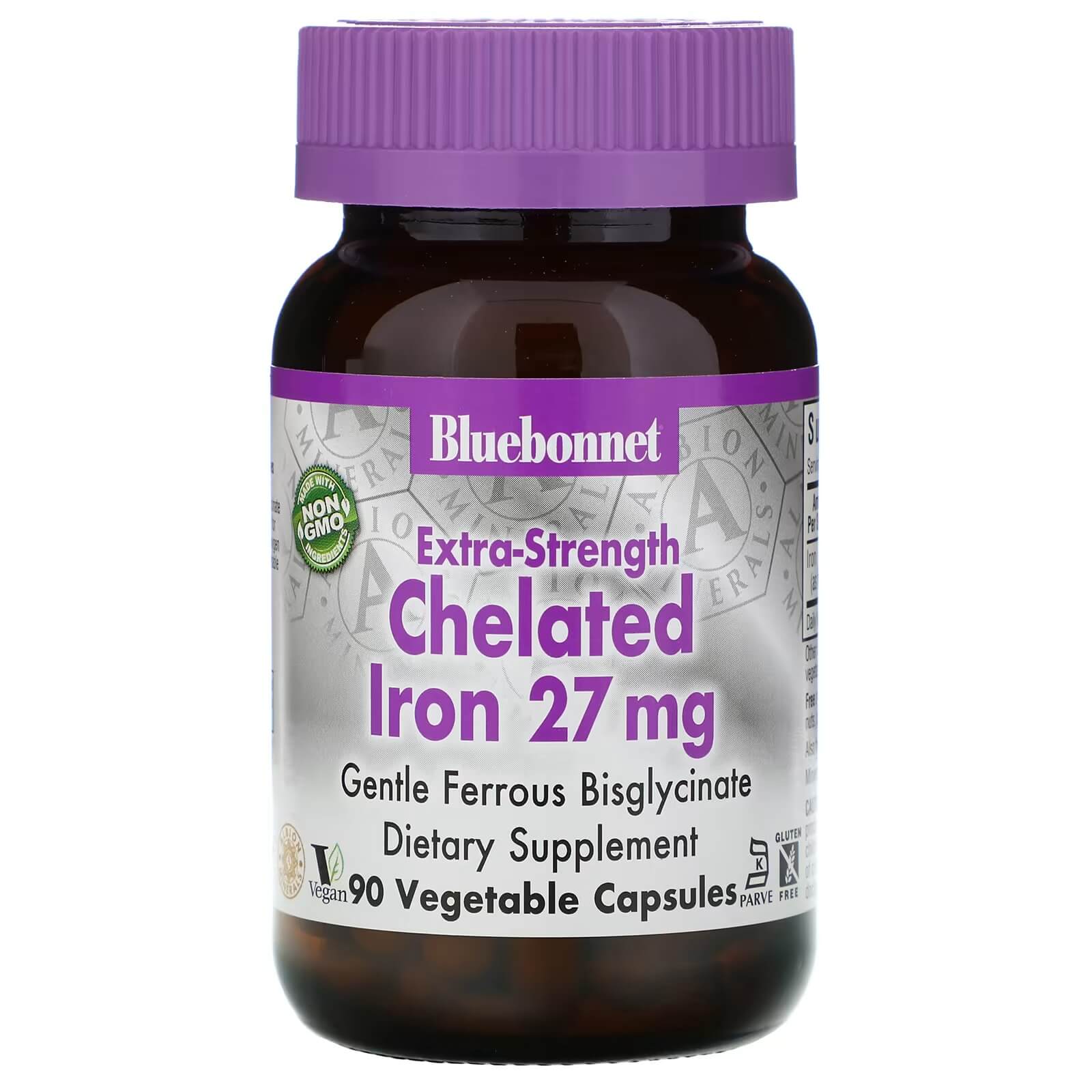 Bluebonnet Nutrition Chelated Iron 27 mg, 90 Capsules