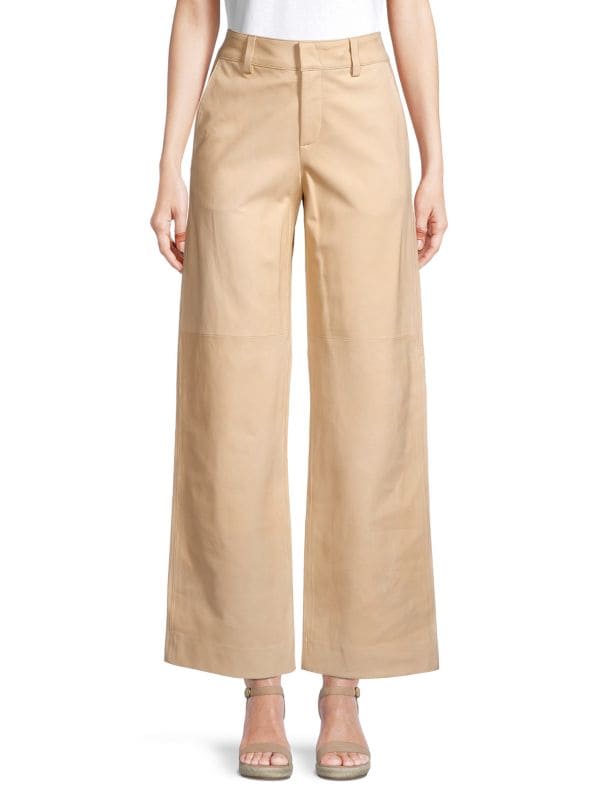 Vince Dark chiffon lambskin nubuck wide leg trousers