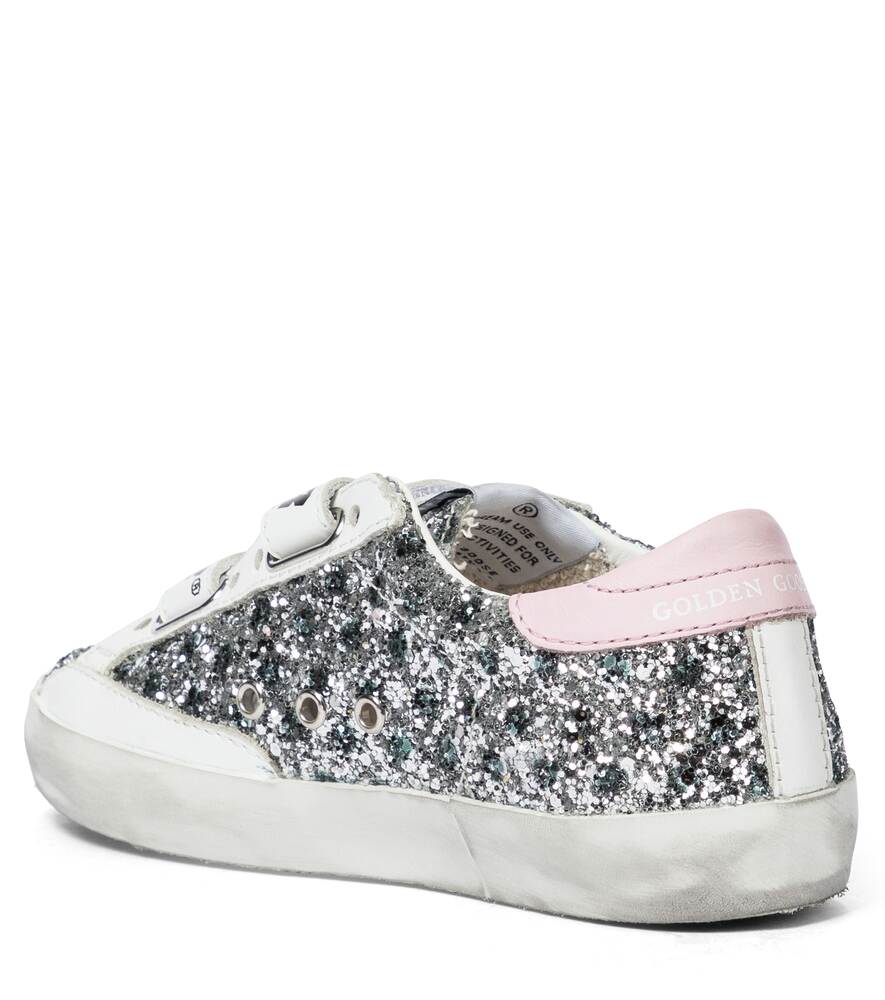 حذاء رياضي Old School Golden Goose Glitter باللون الفضي