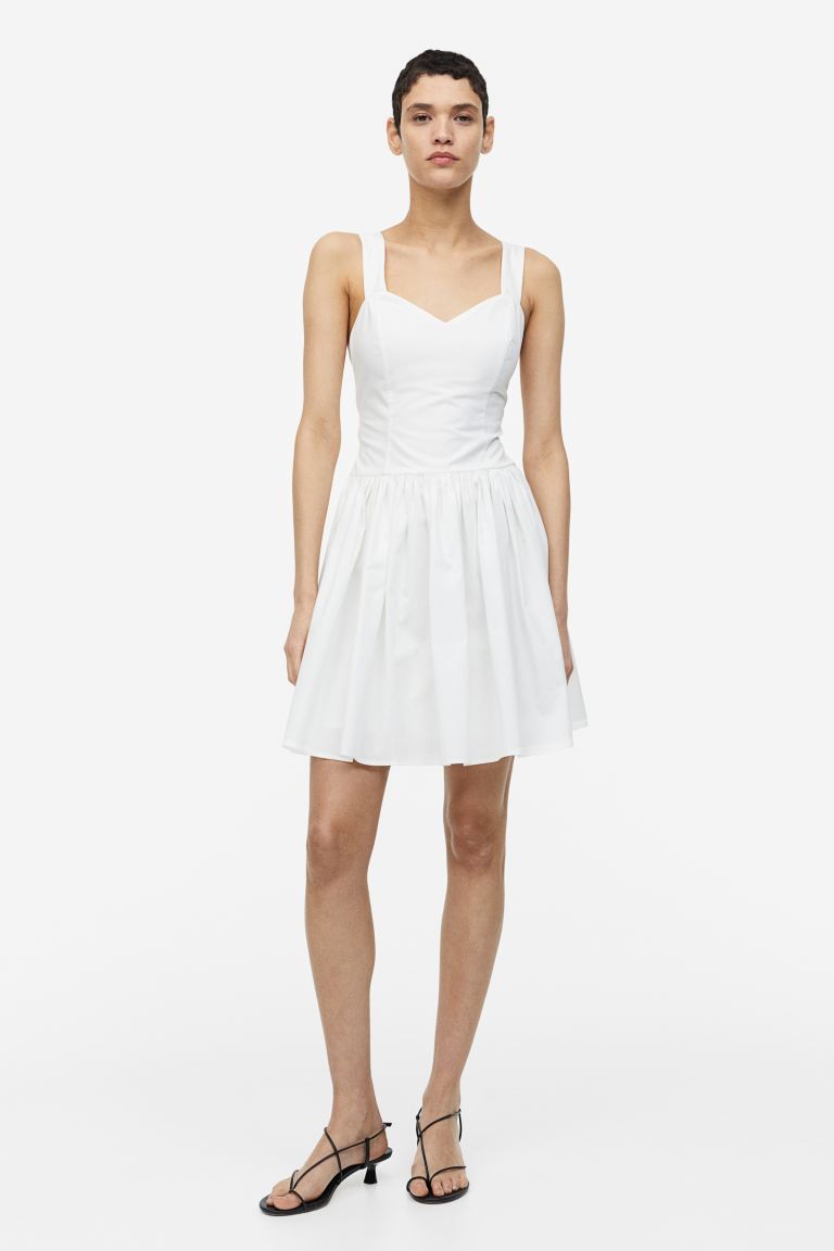 H&M cotton dress with ties, white