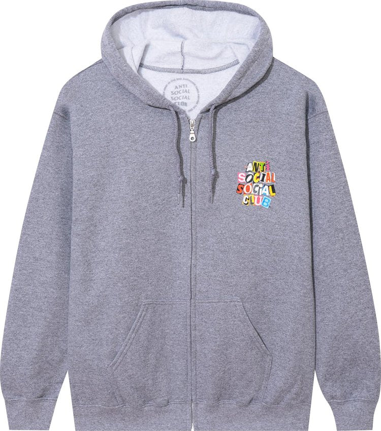 Anti Social Social Club Torn Pages Of Our Story Zip Hoodie 'Heather Grey', gray