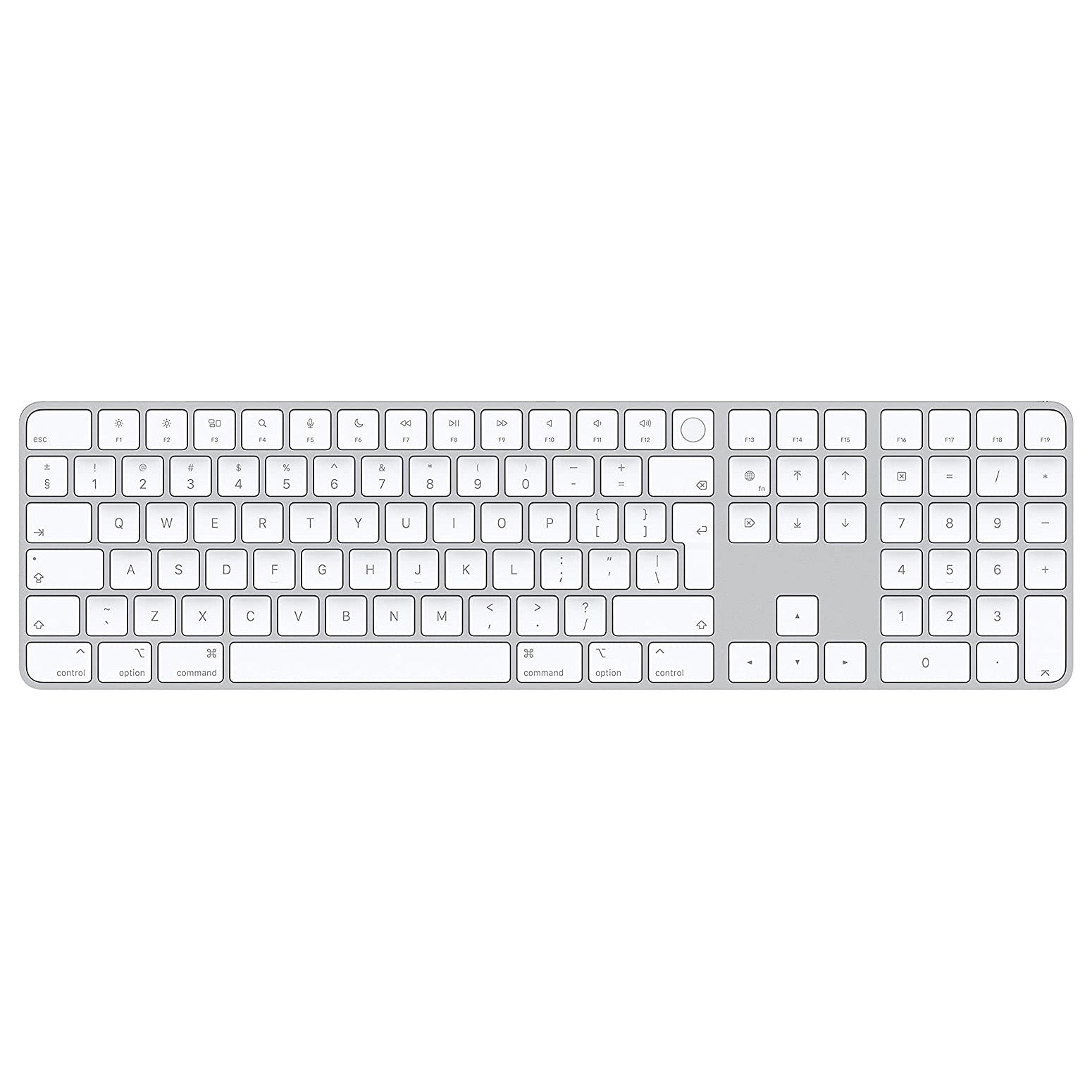 Keyboard wireless Apple Magic Keyboard with Touch ID and numeric keypad, International English, white keys