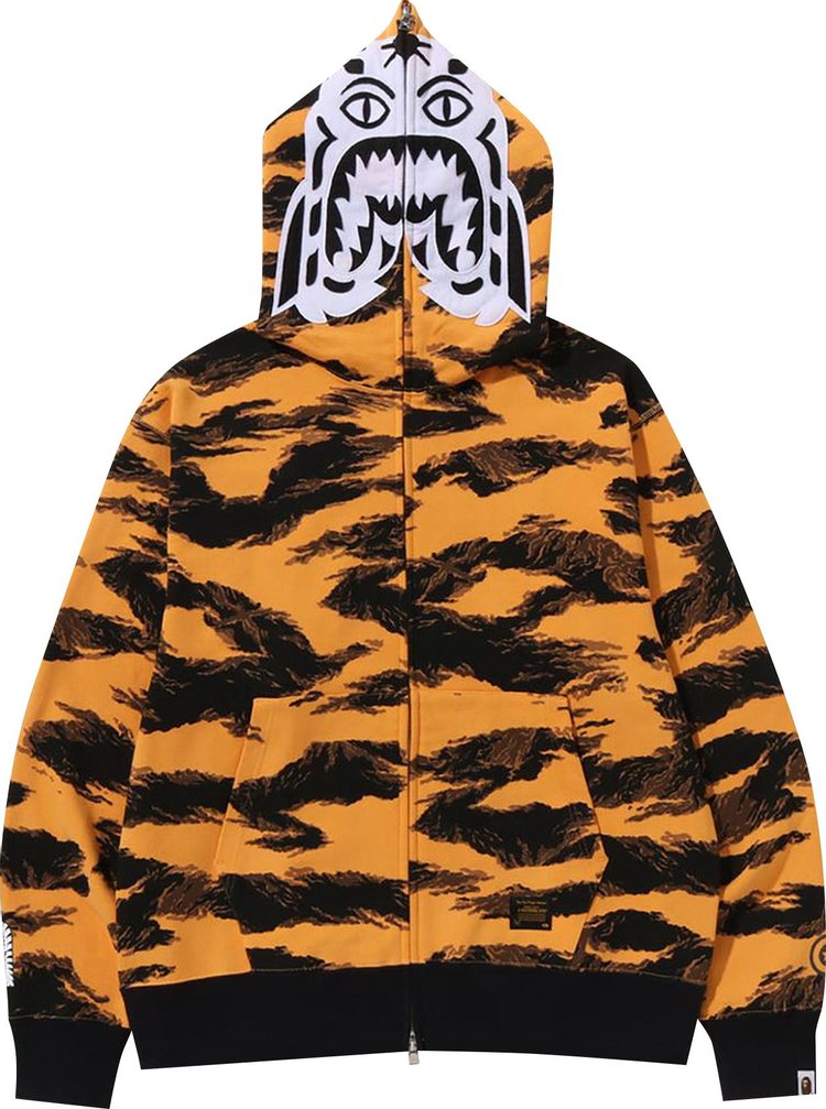 هودي بسحاب كامل من BAPE Tiger Camo Tiger، برتقالي، ملائم ومريح، لون برتقالي