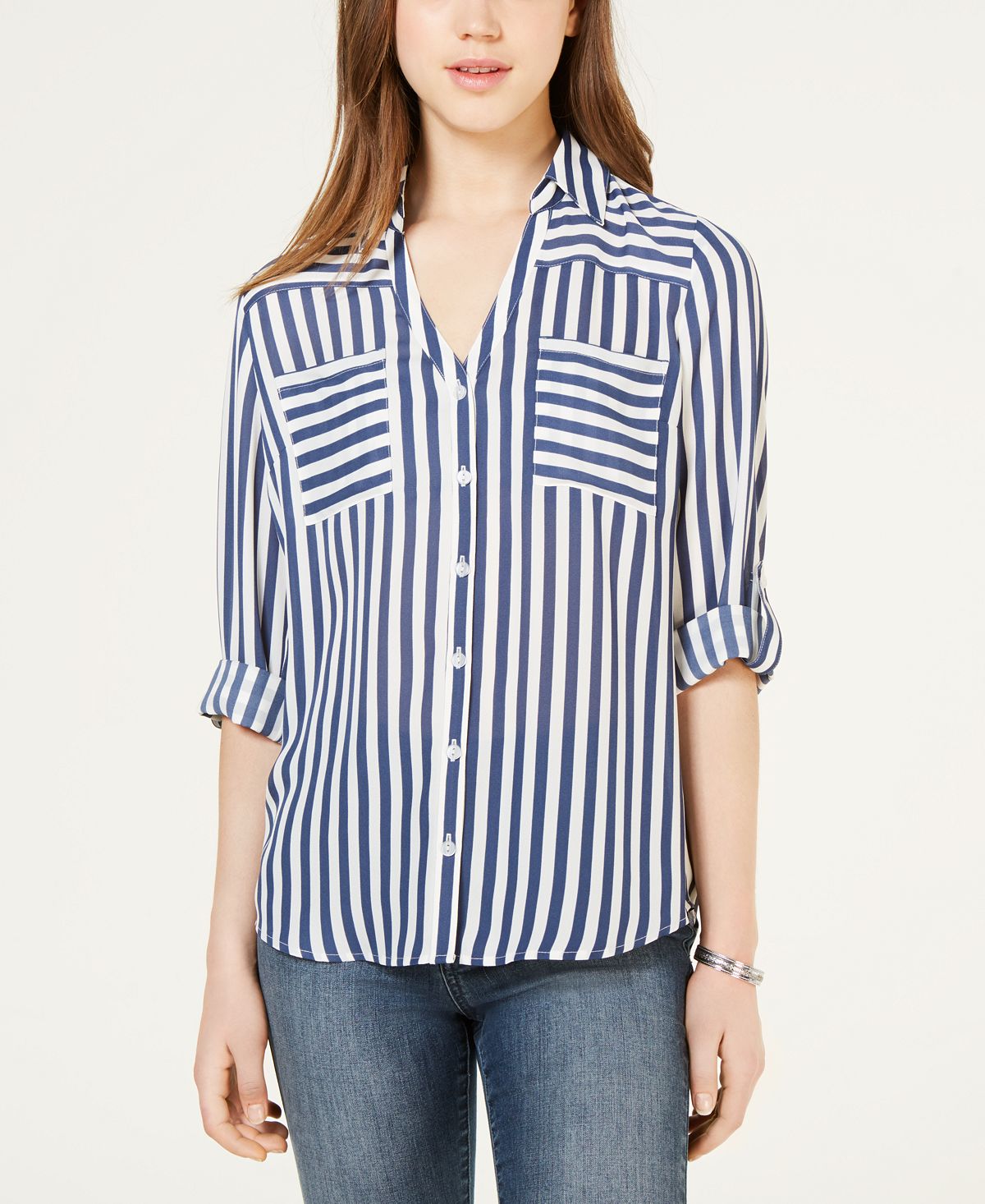 BCX Junior Striped Button Down Shirt, Multi