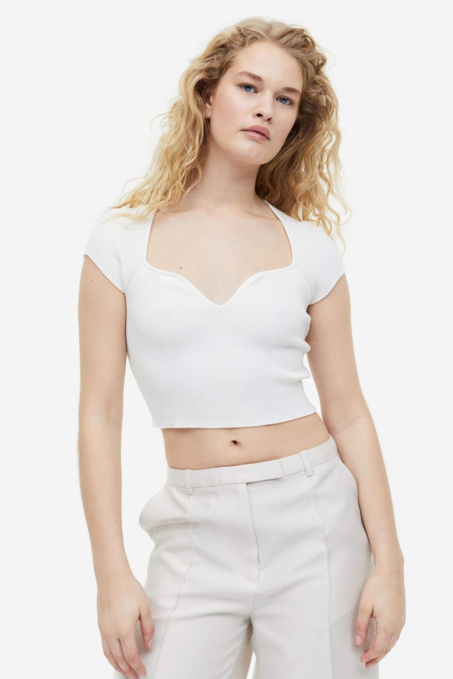 H&M Rib-knit top, white