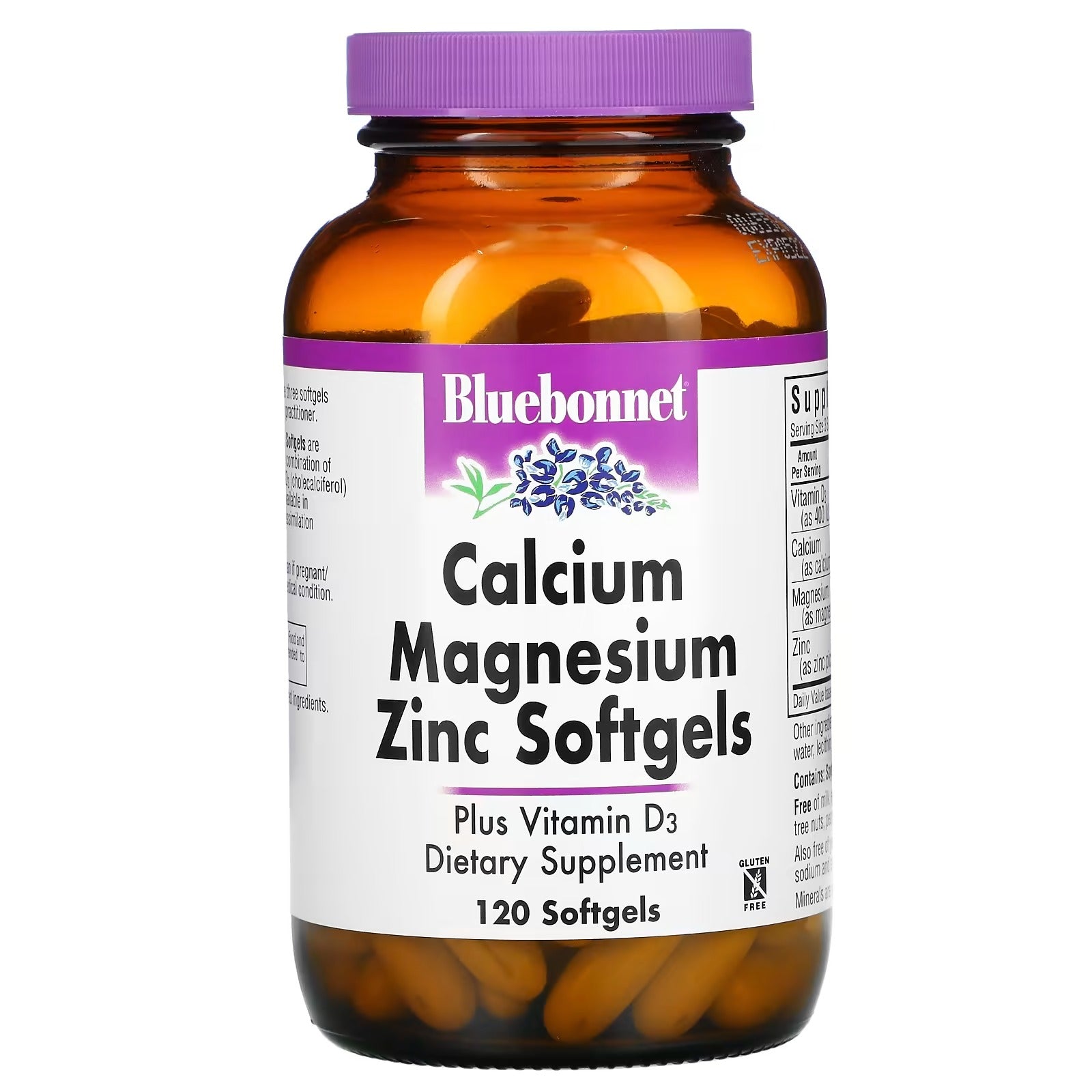 Bluebonnet Nutrition Calcium, Magnesium, and Zinc, 120 Capsules