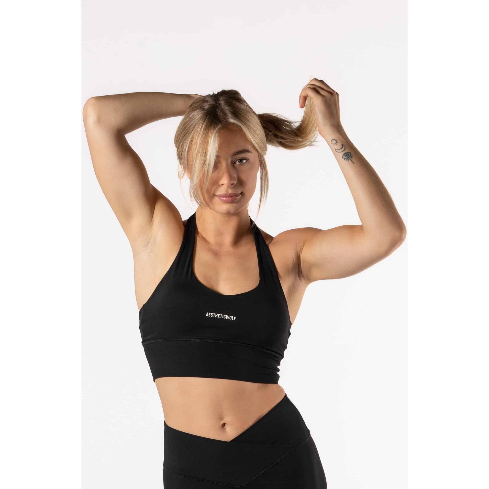 CHIEMSEE mesh sports bra, black