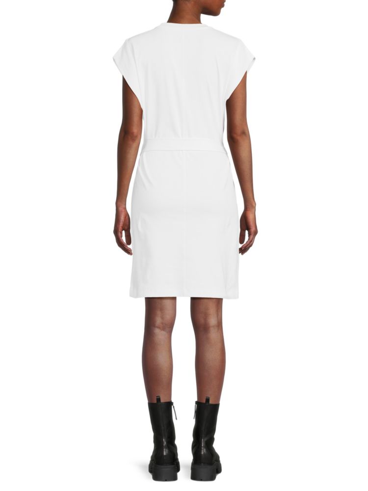 Vince Belted Crew Neck T-Shirt Dress in Optic White